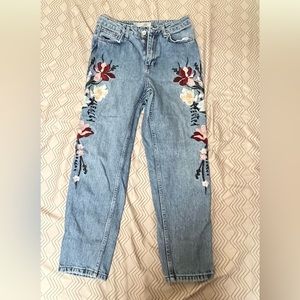 Topshop embroidered mom jeans